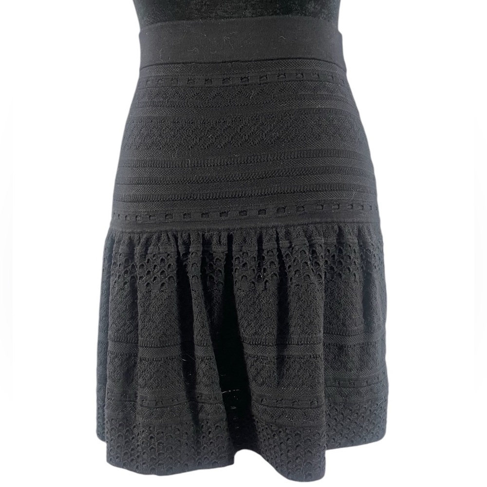 BCBG Black Embroidered Black Mini Skirt, Small - Picture 6 of 6